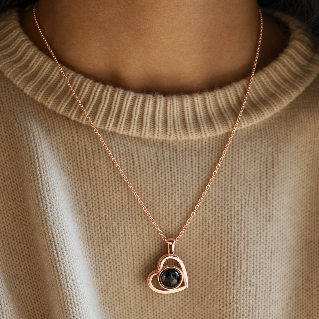 The Memory Necklace - Heart pendant, Rose Gold